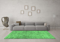 Machine Washable Abstract Emerald Green Modern Rug, wshabs2094emgrn