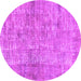 Round Machine Washable Abstract Pink Modern Rug, wshabs2094pnk