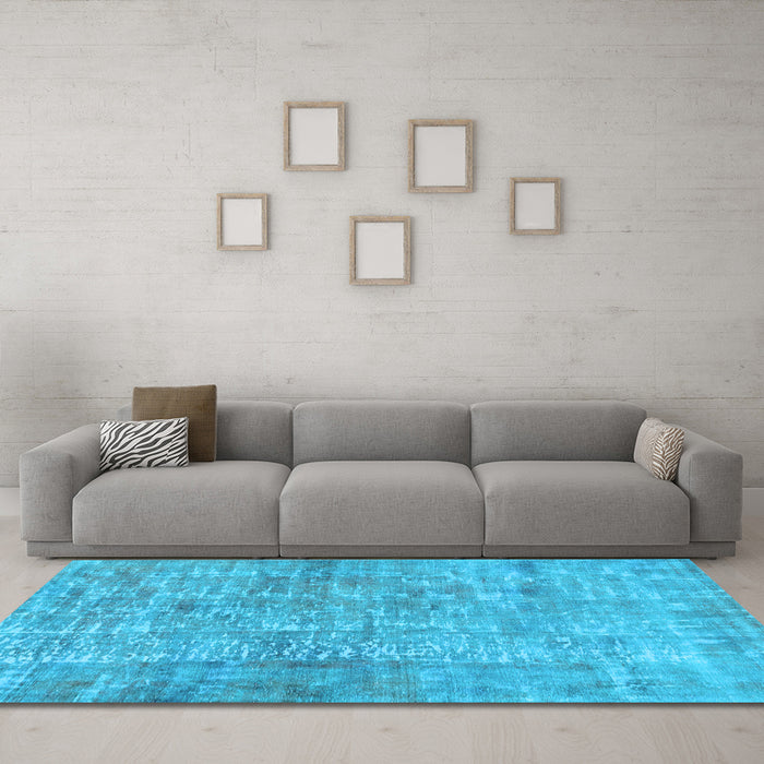 Machine Washable Abstract Light Blue Modern Rug in a Living Room, wshabs2094lblu