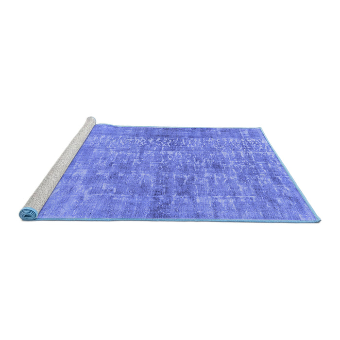 Sideview of Machine Washable Abstract Blue Modern Rug, wshabs2094blu