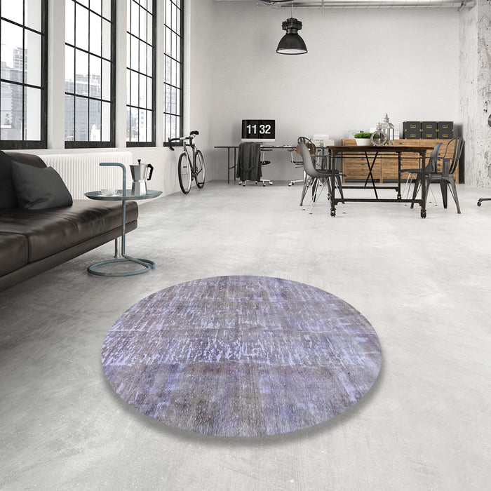 Round Machine Washable Abstract Wisteria Purple Rug in a Office, wshabs2094