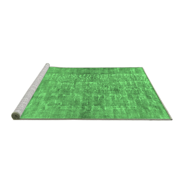 Sideview of Machine Washable Abstract Emerald Green Modern Area Rugs, wshabs2094emgrn