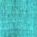 Square Abstract Turquoise Modern Rug, abs2094turq