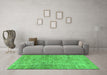 Machine Washable Abstract Green Modern Area Rugs in a Living Room,, wshabs2094grn