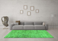 Machine Washable Abstract Green Modern Rug, wshabs2094grn