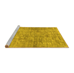 Sideview of Machine Washable Abstract Yellow Modern Rug, wshabs2094yw