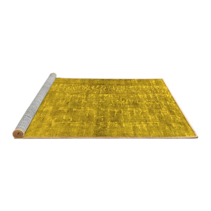 Sideview of Machine Washable Abstract Yellow Modern Rug, wshabs2094yw