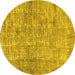 Round Abstract Yellow Modern Rug, abs2094yw