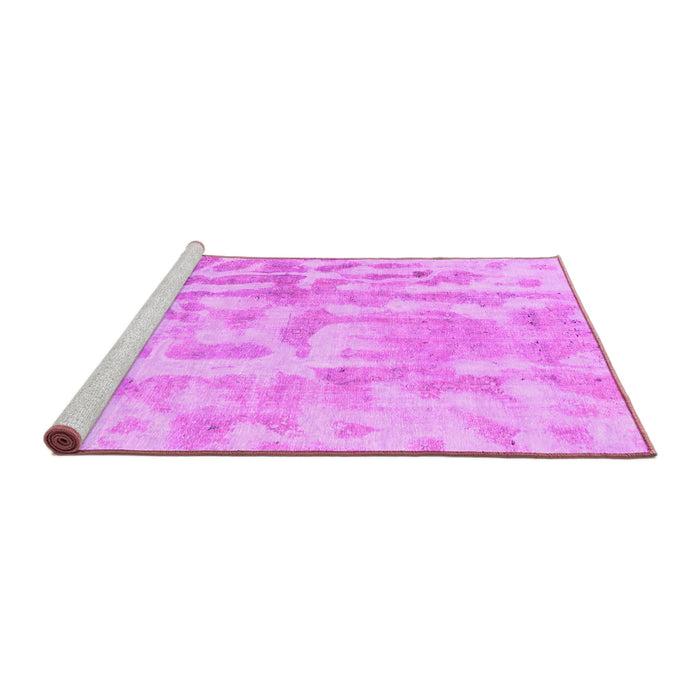 Sideview of Machine Washable Abstract Pink Modern Rug, wshabs2095pnk