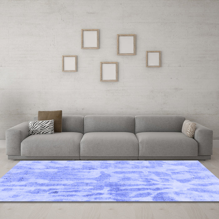 Machine Washable Abstract Blue Modern Rug in a Living Room, wshabs2095blu