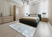 Abstract Cloud Gray Modern Rug in a Bedroom, abs2095