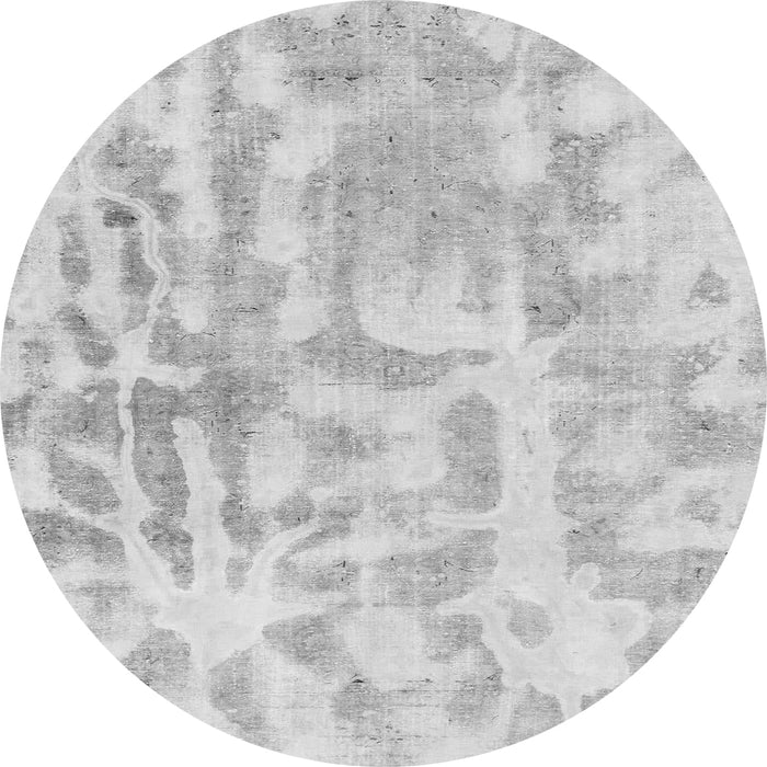 Round Machine Washable Abstract Gray Modern Rug, wshabs2095gry