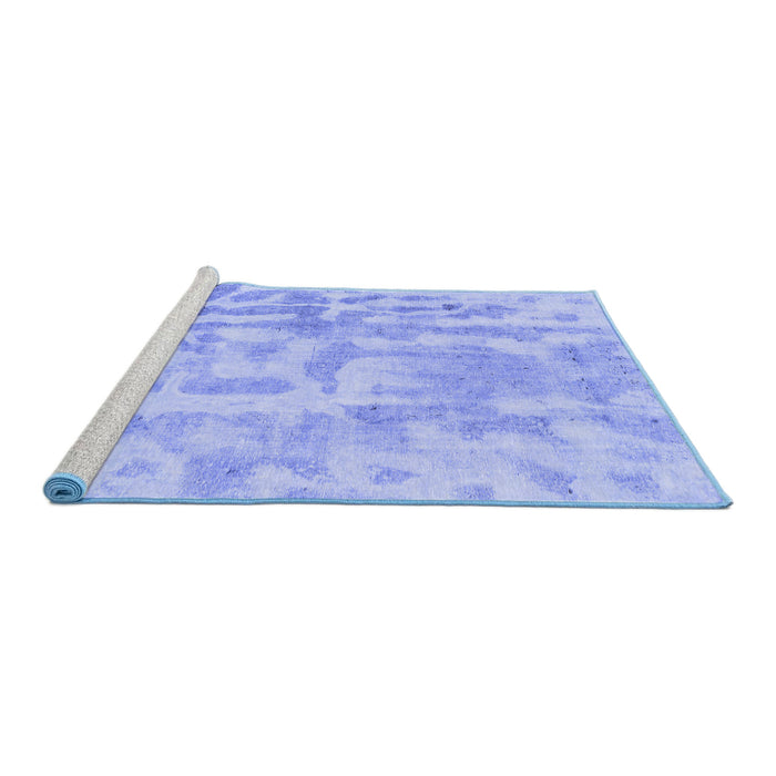 Sideview of Machine Washable Abstract Blue Modern Rug, wshabs2095blu