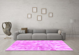 Machine Washable Abstract Pink Modern Rug in a Living Room, wshabs2095pnk