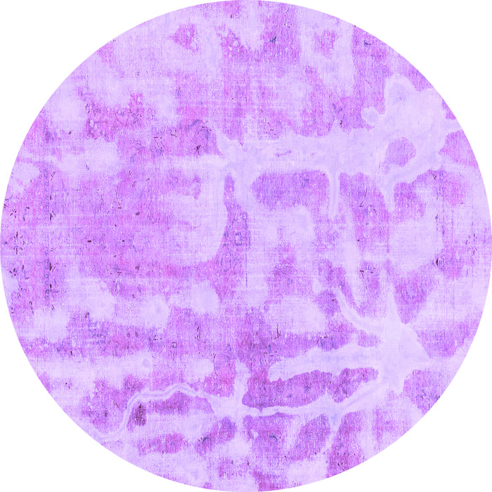 Round Machine Washable Abstract Purple Modern Area Rugs, wshabs2095pur