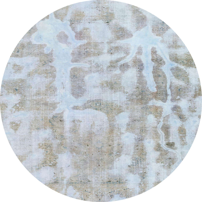 Round Machine Washable Abstract Cloud Gray Rug, wshabs2095
