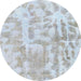 Round Machine Washable Abstract Cloud Gray Rug, wshabs2095