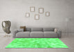 Machine Washable Abstract Green Modern Area Rugs in a Living Room,, wshabs2095grn