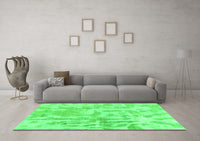 Machine Washable Abstract Green Modern Rug, wshabs2095grn