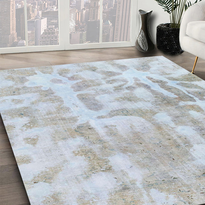 Machine Washable Abstract Cloud Gray Rug in a Family Room, wshabs2095