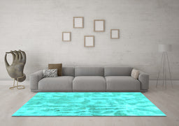 Machine Washable Abstract Turquoise Modern Area Rugs in a Living Room,, wshabs2095turq