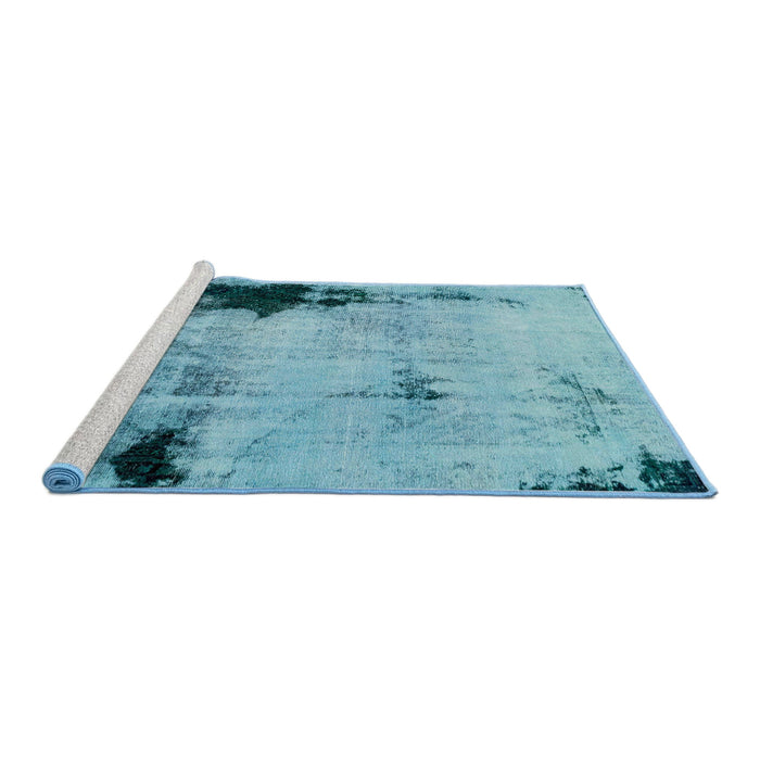 Sideview of Machine Washable Abstract Blue Ivy Blue Rug, wshabs2096