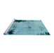 Sideview of Machine Washable Abstract Blue Ivy Blue Rug, wshabs2096