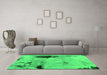 Machine Washable Persian Green Bohemian Area Rugs in a Living Room,, wshabs2096grn