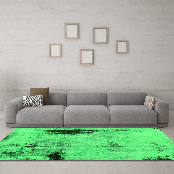 Machine Washable Persian Green Bohemian Area Rugs in a Living Room,, wshabs2096grn