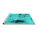 Sideview of Machine Washable Persian Turquoise Bohemian Area Rugs, wshabs2096turq