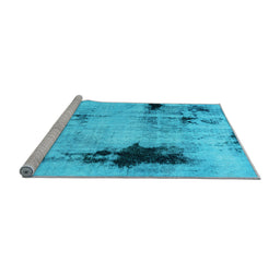 Sideview of Machine Washable Persian Light Blue Bohemian Rug, wshabs2096lblu