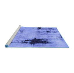 Sideview of Machine Washable Persian Blue Bohemian Rug, wshabs2096blu