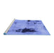 Sideview of Machine Washable Persian Blue Bohemian Rug, wshabs2096blu