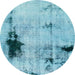 Round Abstract Blue Ivy Blue Persian Rug, abs2096