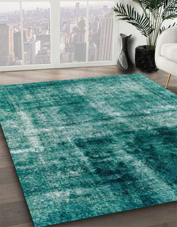 Abstract Teal Green Modern Rug in Family Room, abs2097