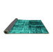 Sideview of Abstract Turquoise Modern Rug, abs2097turq