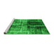 Sideview of Machine Washable Abstract Green Modern Area Rugs, wshabs2097grn