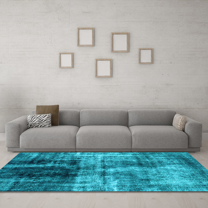 Machine Washable Abstract Light Blue Modern Rug in a Living Room, wshabs2097lblu
