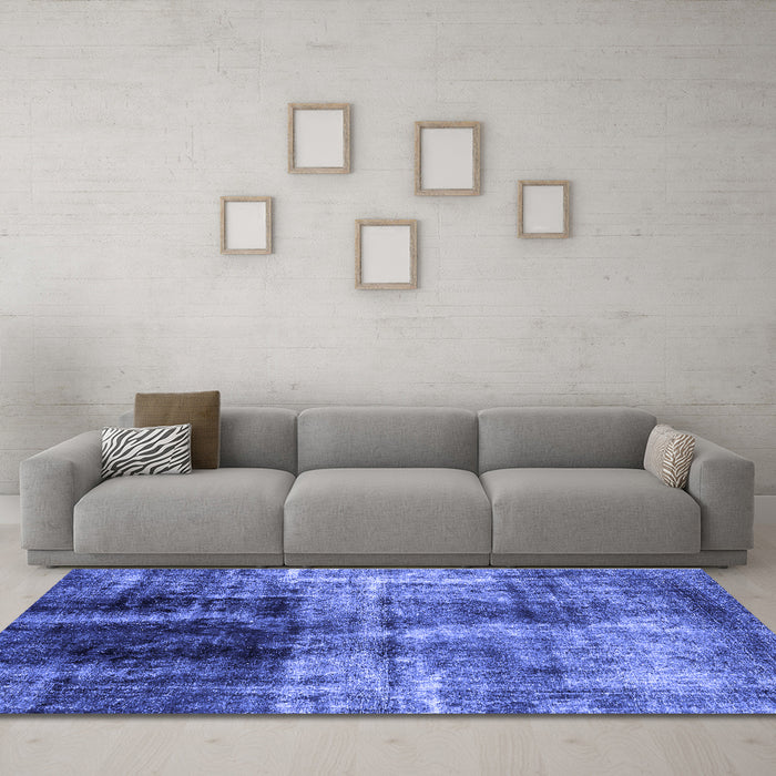 Machine Washable Abstract Blue Modern Rug in a Living Room, wshabs2097blu