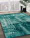 Abstract Teal Green Modern Rug in Family Room, abs2097