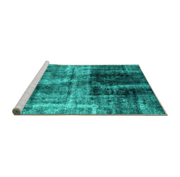 Sideview of Machine Washable Abstract Turquoise Modern Area Rugs, wshabs2097turq