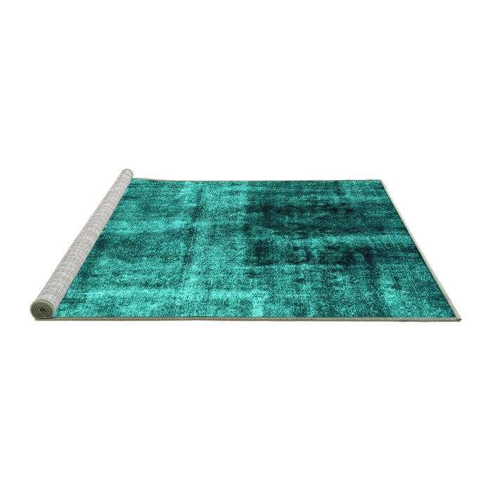 Sideview of Machine Washable Abstract Turquoise Modern Area Rugs, wshabs2097turq