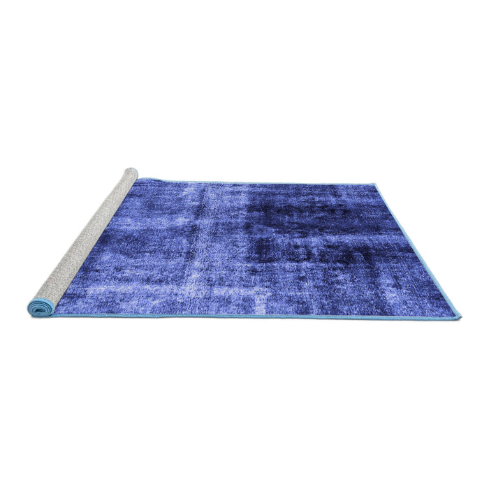 Sideview of Machine Washable Abstract Blue Modern Rug, wshabs2097blu