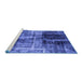 Sideview of Machine Washable Abstract Blue Modern Rug, wshabs2097blu