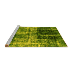 Sideview of Machine Washable Abstract Yellow Modern Rug, wshabs2097yw