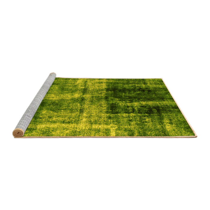 Sideview of Machine Washable Abstract Yellow Modern Rug, wshabs2097yw