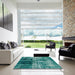 Square Abstract Teal Green Modern Rug in a Living Room, abs2097