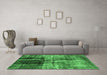 Machine Washable Abstract Emerald Green Modern Area Rugs in a Living Room,, wshabs2097emgrn