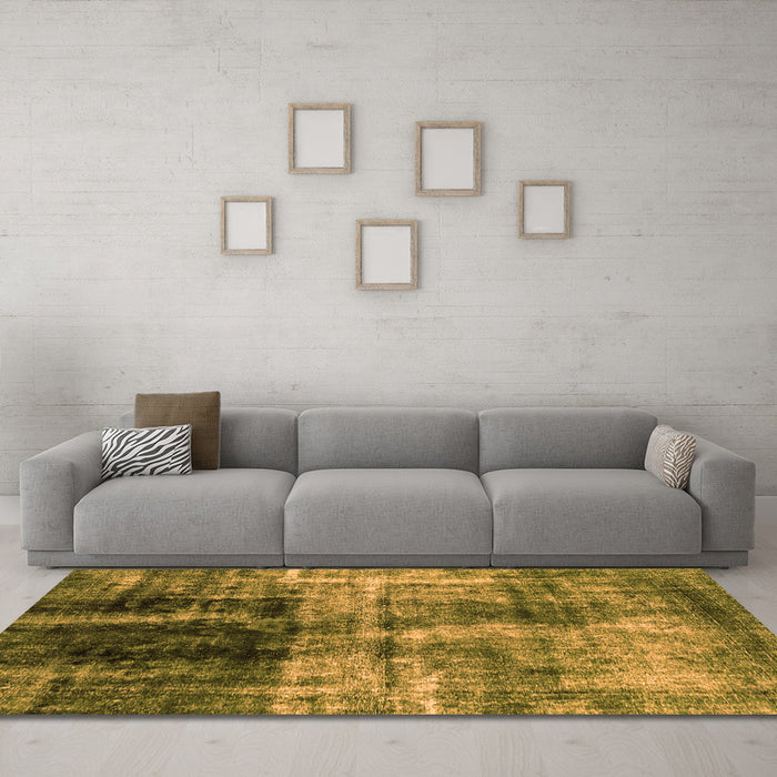 Machine Washable Abstract Orange Modern Area Rugs in a Living Room, wshabs2097org