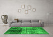 Machine Washable Abstract Green Modern Area Rugs in a Living Room,, wshabs2097grn